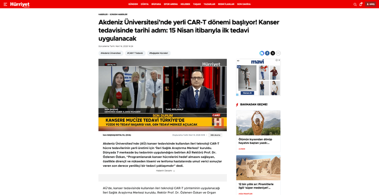 Akdeniz Üniversitesi’nde yerli CAR-T dönemi başlıyor! Kanser tedavisinde tarihi adım: 15 Nisan itibarıyla ilk tedavi uygulanacak